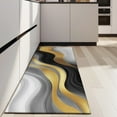 thumbnail image 4 of Black White Gold Wave Marble Kitchen Rug Mat,Kitchen Runner Rugs Non Skid Washable,Decorative Kitchen Floor Mats for Kitchen,Sink,Laundry,17"X47", 4 of 5