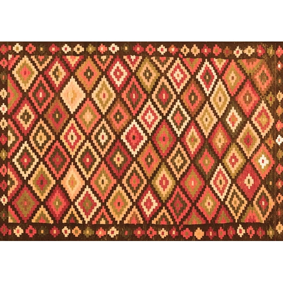 Ahgly Company Indoor Rectangle Oriental Orange Traditional Area Rugs, 7' x 10'