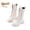 White/Gold Laces, variant on Girls Combat Boots, Lace-Up Mid-Calf Riding Boots with Side Zipper and Lug Sole, Little/Big Kids