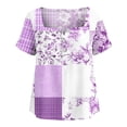 thumbnail image 4 of Enjoytime Womens Casual Tops Floral Print Button Down Square Neck Short Sleeve Blouse Summer Plus Size Work Shirts, 4 of 8