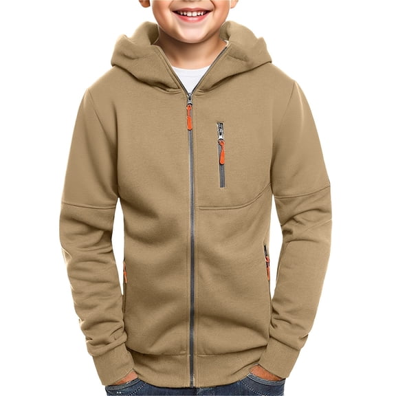 Mercatoo Boys Zip up Hoodi𝐞s Coats Thick Fleece Multi Zipper Pockets Cotton Hoodi𝐞 Sweatshirts Youth Kids Outdoor Warm Jackets
