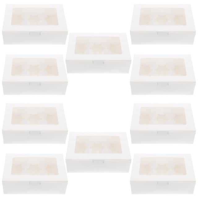 FELTECHELECTR 20 cajas de almacenamiento para pasteles de seis rejillas, caja para pasteles, caja para postres, contenedor de papel para pasteles