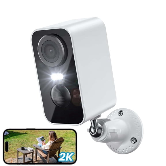 2K Security Cameras Wireless Outdoor - 4MP Smart WiFi Camera System for Home Surveillance with Motion Light, Battery Powered Cam with Color Night Vision, 2-Way Audio, Siren Alarm, Works with Alexa