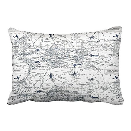 Winhome Vintage Simple Black And White World Aviation Map Print