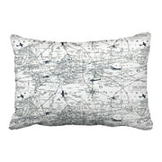 WinHome Vintage Simple Black And White World Aviation Map Print Polyester 20 x 30 Inch Rectangle Throw Pillow Covers With Hidden Zipper Home Sofa Cushion Decorative Pillowcases