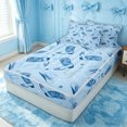 thumbnail image 3 of Erosebridal Western Cowboy Boot Zipper Full Size Comforter Sets with Fitted Sheet and 2 Pillowcases for Girls, Blue Cartoon Bow Star Print Zipper Bedding Set, Stars Reversible, 4pcs, 3 of 7