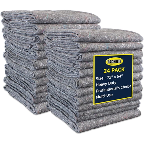 Padded XL Moving Blankets, 24 Pack, Heavy Duty, Eco-Friendly Pads for Packing & Furniture Protection