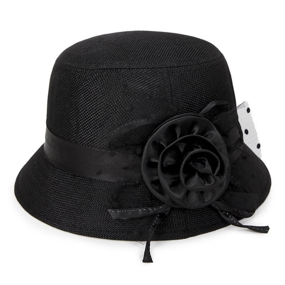 TANGNADE Visor Hats for Women Vintage Flowers Bucket Cloche Bowler Hat Church Wedding Dress Fascinator Winter Fedoras Summer Hats Black