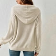 thumbnail image 5 of Sweater Hoodies for Women 2025 Long Sleeve Ribbed Knit Hoodie Sweater with Pockets Hooded Sweatshirt Pullover Tops, 5 of 8