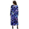 thumbnail image 2 of FKELYI Purple Starry Black Cat Print Womens Fall Dress Long Sleeve Maxi Dress for Wedding Party Casual Outdoor Cloth V Neck Soft Dresses with Pocket, 2XL, 2 of 6