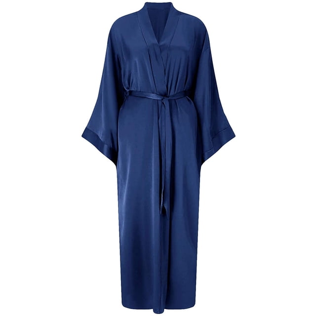 Women's Long Silk Robe Satin Kimono Lightweight Bathrobe for Bridesmaids