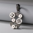 thumbnail image 3 of HIJONES Men's Number 9 Mechanical Pendant Necklace Stainless Steel Personalized Vintage Punk Chain Link Jewelry Black, 3 of 5