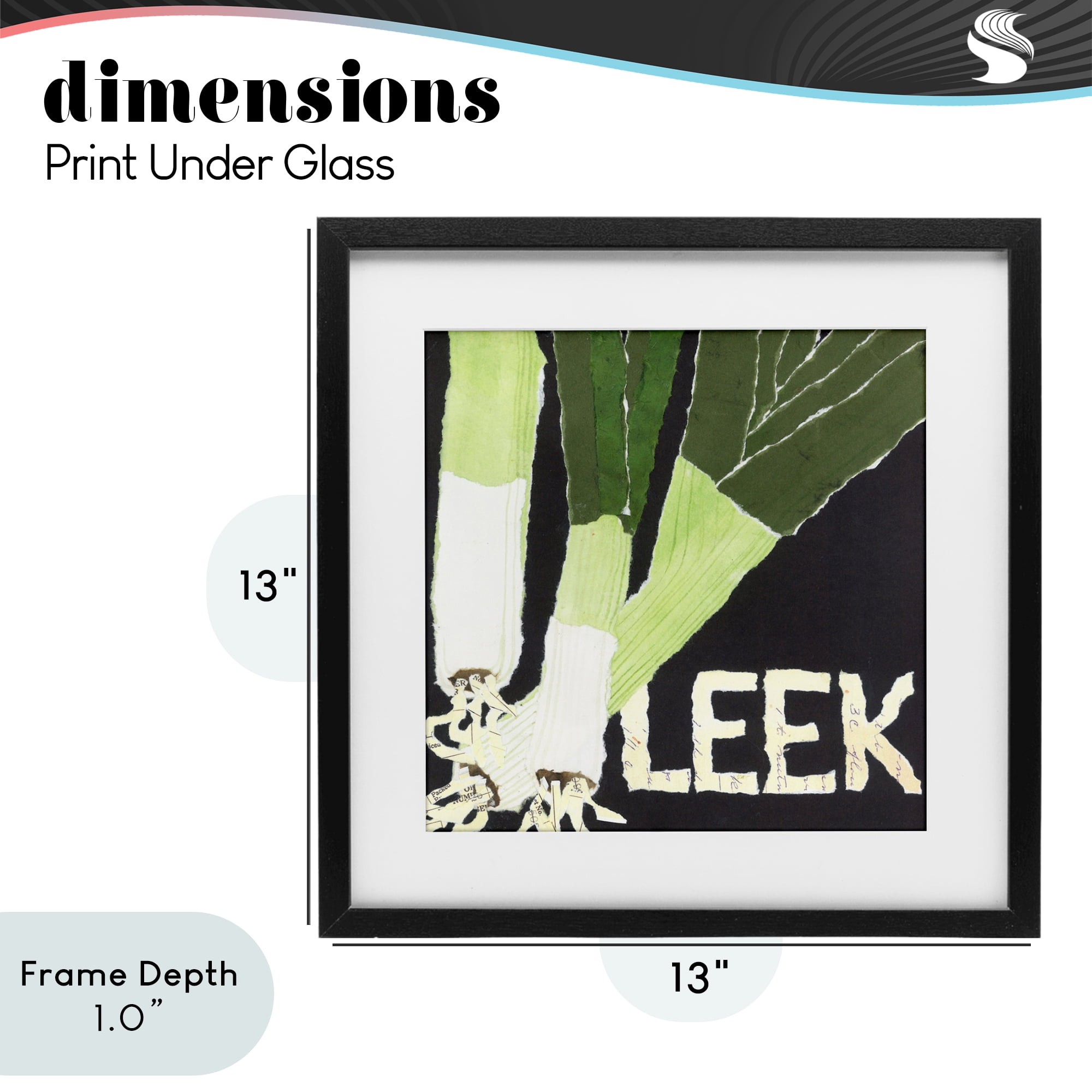 Stupell Industries Collaged Leek Vegetable Black Framed Print Under Glass, design by Nancy Overton