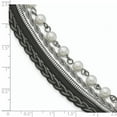 thumbnail image 5 of Stainless Steel Polished Sim. Pearls Faux Leather with 1in Extender Bracelet 7in, 5 of 5
