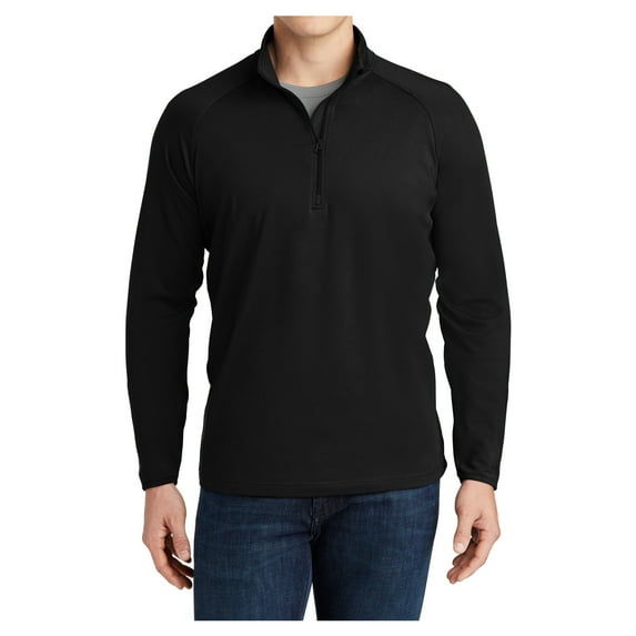 Mens Sport Wick Stretch 1/2 Zip Polyester/Spandex Pullover Black XS