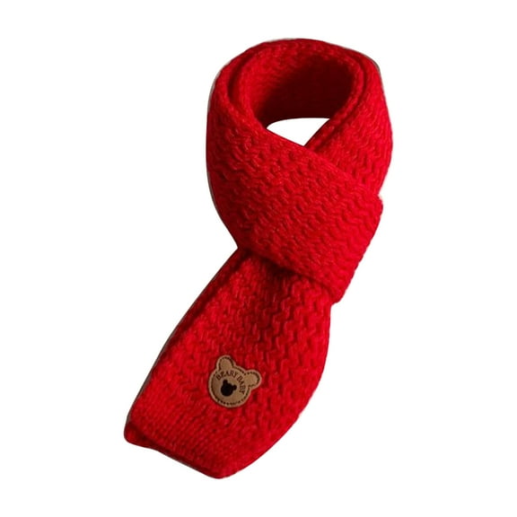 RYUJNDK Little Bear Label Knit Scarf Stylish Children's Winter Neck Windproof Neckerchief Handmade Casual Neck Warmer