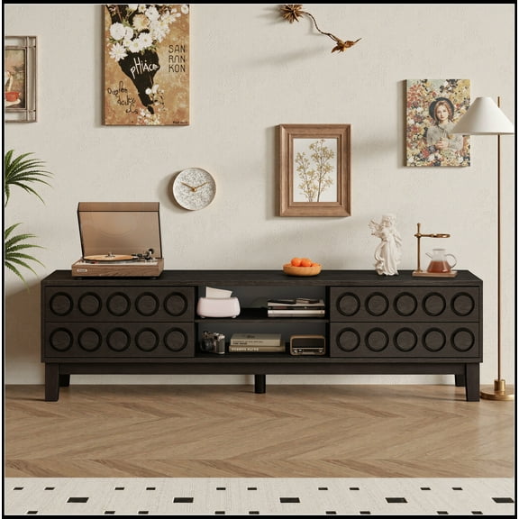 TV Stand for TVs up to 75", Media Console with 4 Drawers, Entertainment Center with Storage for Living Room and Bedroom