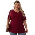 thumbnail image 6 of Daystry Women's Plus Size Short-Sleeve Tie Tops Tunic Wrap Sweetheart Lightweight Tee, 6 of 14