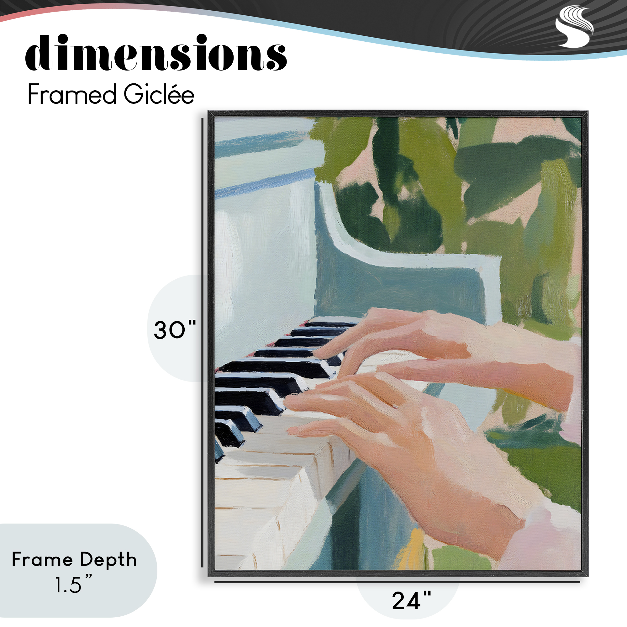 Stupell Industries Piano Hands in Sunlit Space Black Framed Giclee Art, design by The Prints Vibe
