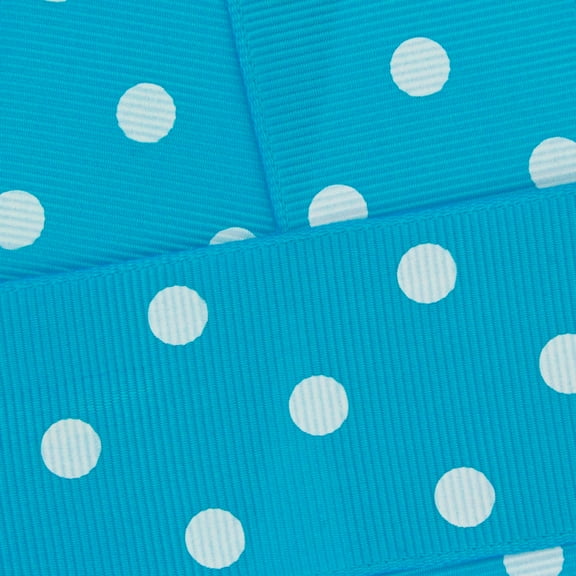 3/8" Grosgrain Ribbon White Dots 340 Turquoise 100 Yard HBC Brand