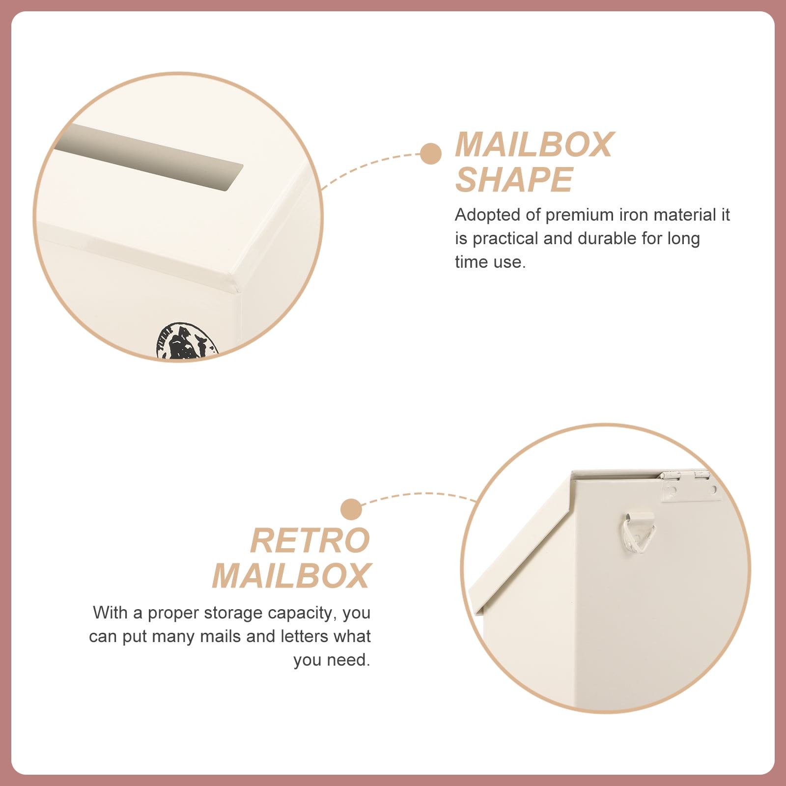 GOOHOCHY Vintage Letter Box 1Set Beige Wall Mount Post Box For Home Decoration Gift Recipients