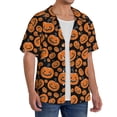 thumbnail image 2 of Balery Halloween Pumpkins Camisa Casual de Manga Corta con Botones para Hombre, Texturizada, Estilo Cubano, para Playa, Verano-4X-Large, 2 of 5