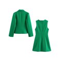 thumbnail image 4 of HH TRAF Conjunto de 2 piezas para mujer, solapa, botonadura sencilla, decorado, mangas largas, bolsillo, abrigo liso + cremallera trasera, minivestido sin mangas para mujer, 4 of 5