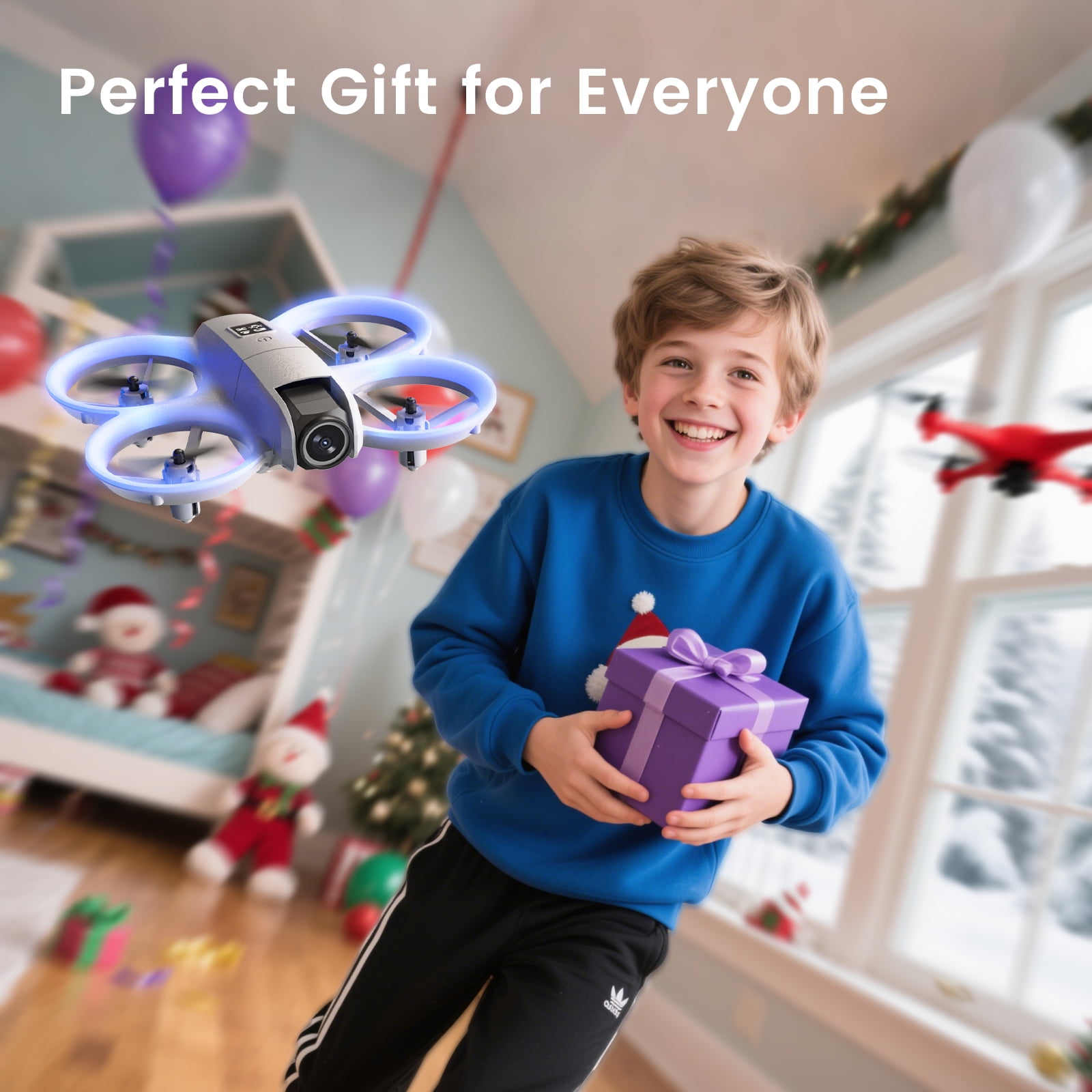 JoyStone Mini HD FPV Drone with Camera 1080P for Kids Adults, RC Quadcopter with LED Lights, One Key Take Off/Land, Optical Flow Position, Headless Mode, 360°Flip, 2 Batteries for Boy Girl