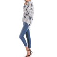 thumbnail image 3 of Women Fashion Newspaper Shirt Single-breasted Blouse Lapel Long-sleeved for Summer Spring (Blue, Size L), 3 of 3