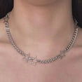thumbnail image 5 of Diseño de nicho de elemento estrella y2k versátil chica picante pentagrama cadena de acero de titanio hueca collar chica picante, 5 of 5