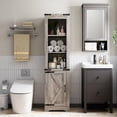 thumbnail image 4 of 2024 New Bathroom Storage Cabinet, Farmhouse Storage Cabinet with Adjustable Shelves & Barn Door, Tall Linen Tower for Bathroom, Living Room, 4 of 5