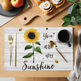thumbnail image 2 of Sunflowers Placemats Set of 4, Farmhouse Retro Pastoral Floral Wooden Grain Placemats for Dining Table, Place Mats for Kitchen Tabletop, Waterproof Wipeable Dining Table Mats Set, 2 of 9