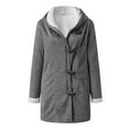 thumbnail image 3 of Frontwalk Women's Lapel Sherpa Fleece Lined Jacket Winter Warm Button Down Coat Outerwear with Pocket and Hoodie, 3 of 3