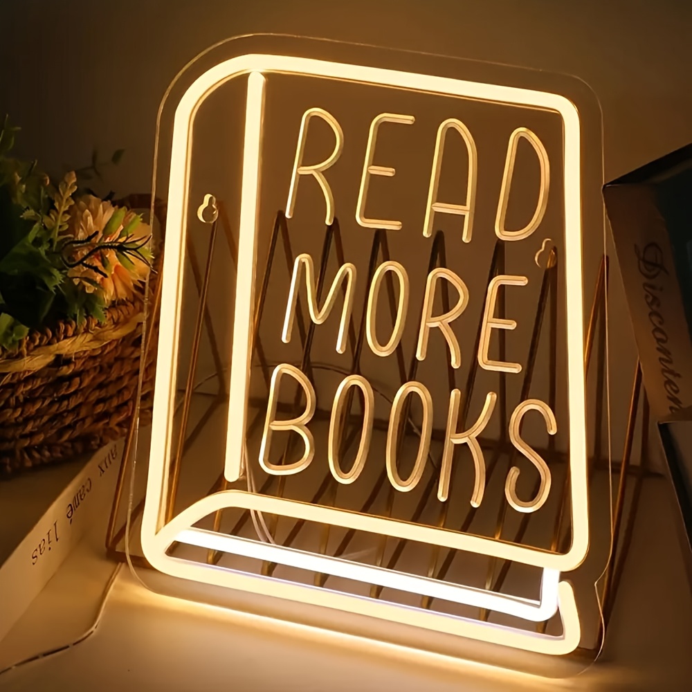 Book Design Neon Sign Light, USB Powered Decorative Neon Light, Suitable For Home, Living Room, Bedroom And Study, Stylish Neon Sign Light For Office Decoration