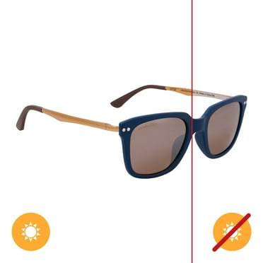 Del Sol Solize Color-Changing Unisex Sunglasses - Little Blue Number - Changes Color from Blue & Silver to Gold in the Sun - Polarized Pro, Mirrored Lens, 100% UVA/UVB Protection