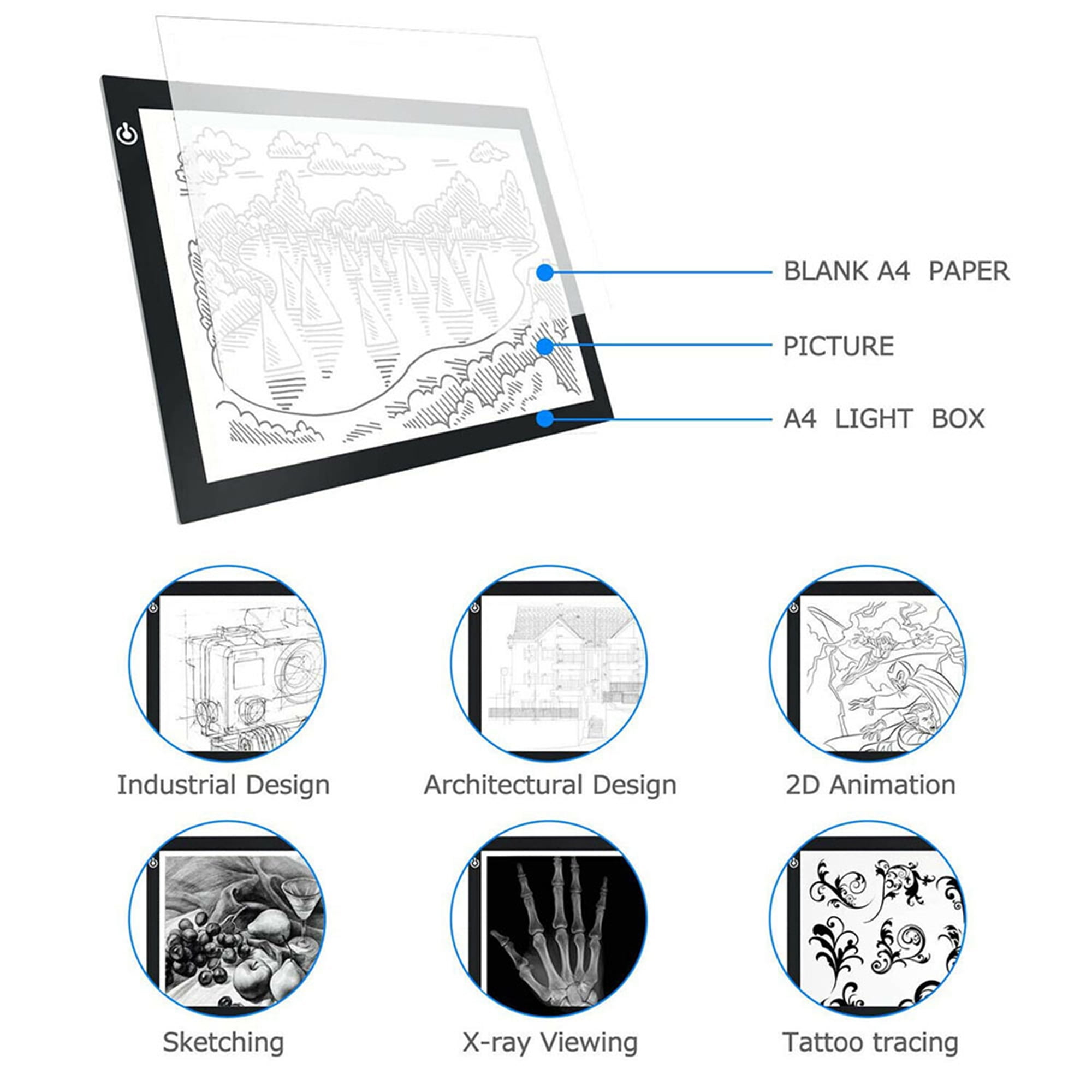 YouLoveIt Light Board A4 LED Drawing Board Light Table Light Up Drawing Painting Boards Kids Acrylic Copy Drawing Board Tracing Tableo for Artists Designing, Animation, Sketching