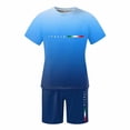 thumbnail image 4 of CONZONE Italy Day Men's 2 Pieces Outfits Gradient Color Short Sleeve T-Shirts Shorts Set for Men Breathable Summer Tracksuit, 4 of 4
