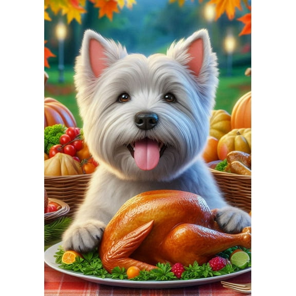 Westie - Best of Breed DCR Thanksgiving Garden Flag 12" x 17"
