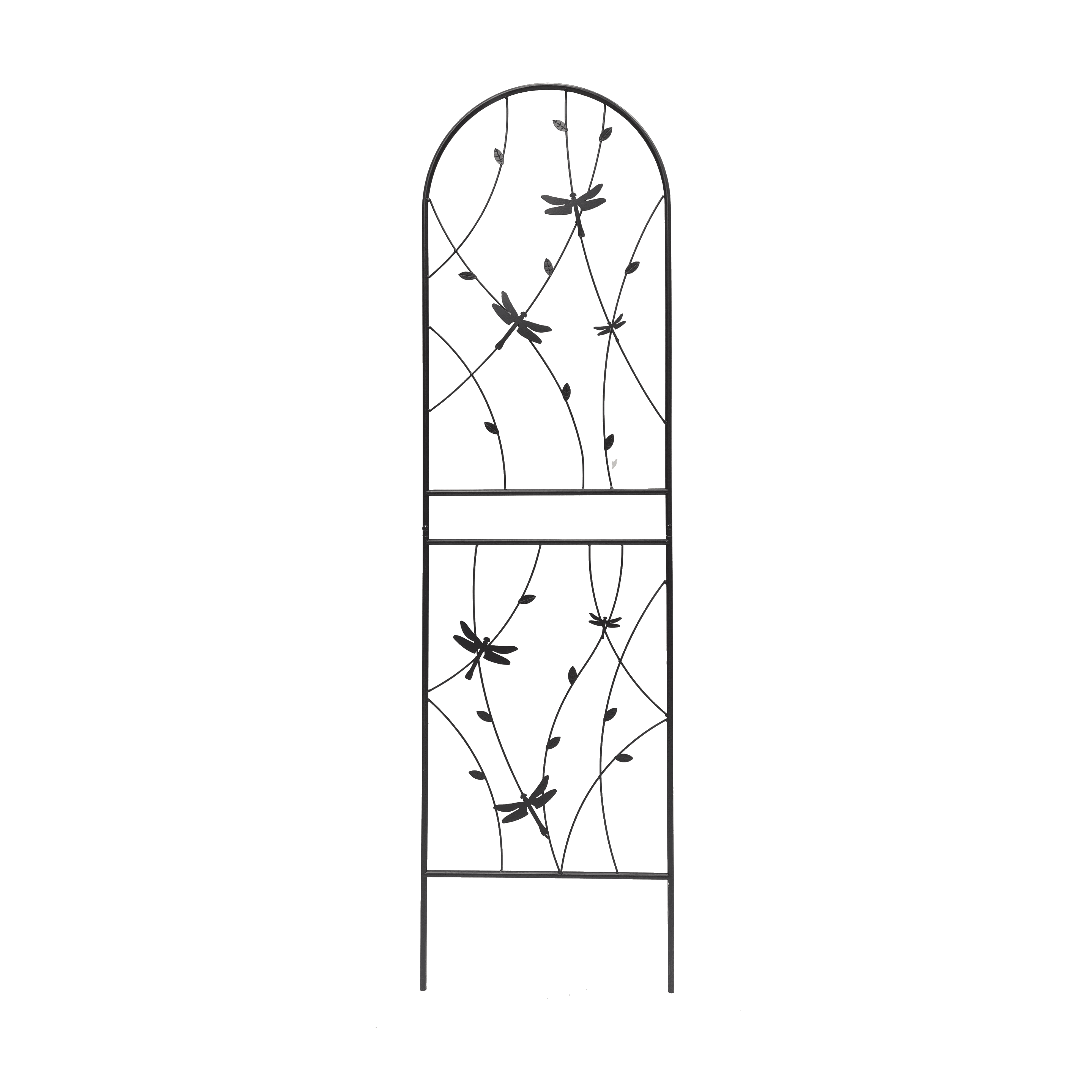 Aukfa Garden Trellis for Climbing Plants, 2 Pack Outdoor Metal Trellis 71" x 19.7", Support Dragonfly Decor,Black