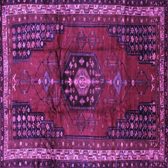 Ahgly Company Indoor Square Persian Purple Traditional Area Rugs, 7' Square