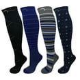 thumbnail image 1 of Chaussettes de Compression Graduée pour Hommes et Femmes, 4 Paires, 15-20mmHg, Designs Classiques, L/TG, 1 of 4