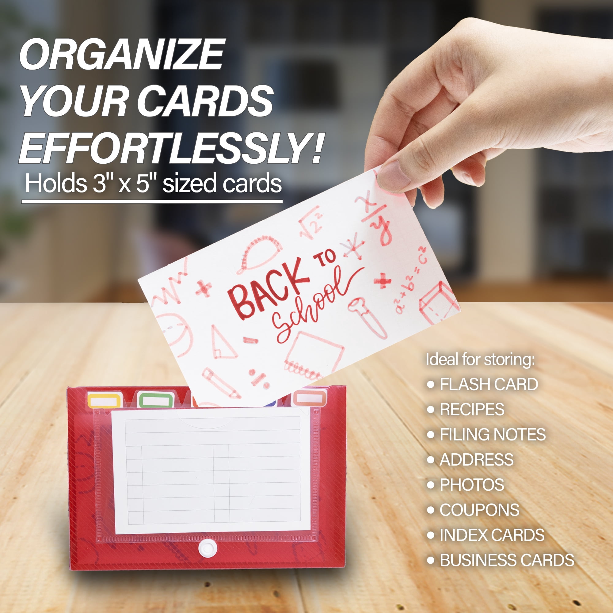 BAZIC Index Card Case w/ 5 Tab Divider 3"x5", 100 Cards Capacity, 36-Pack