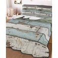 thumbnail image 3 of Quilts Twin Size Bedding Set, Sage Green Blue Lightweight Quilted Comforter, Vintage Shabby Farmhouse Wooden Soft Reversible Bedspread Coverlet with Pillow Covers for All Season, 68" x 86", 3 of 7