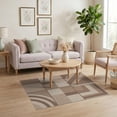 thumbnail image 3 of ODIKA 4'x6' Beige Brown Geometric Venn Flatwoven Washable Area Rug Contemporary Abstract Grid Layout With Overlapping Curved for Bedroom, Reading Nook, Pet Friendly & Non-Shedding, 3 of 7