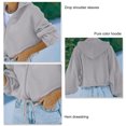 thumbnail image 5 of Woman Hoodie Pure Color Zipper Hem Drawstring Drop Shoulder Fashionable Plain Color Female Zip Up Hooded Sweatshirt Gray L, 5 of 5