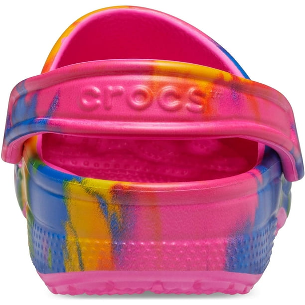 Electric pink multi tie dye crocs new arrivals