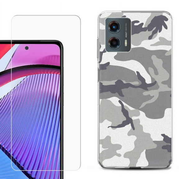 OneToughShield ® Compatible with Motorola Moto G 5G 2023, Shockproof Phone Case, with Tempered Glass Screen Protector - Urban Camo