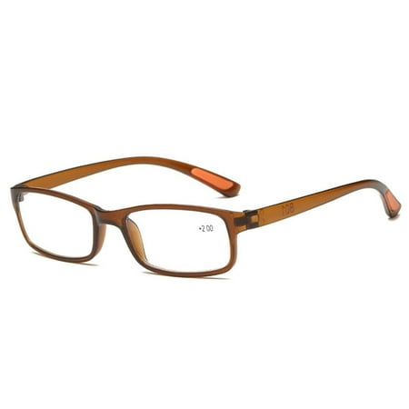 Unisex Magnifying Vintage Flexible Eyeglasses Computer Goggles Reading Glasses Ultra Light Frame BROWN STRENGTH 200