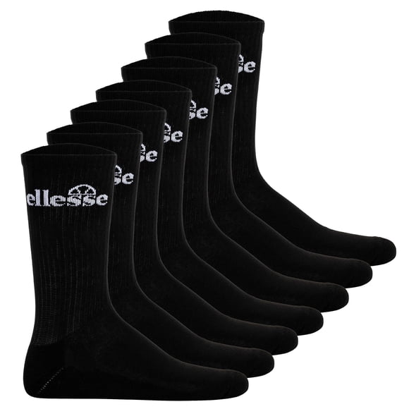 ellesse Unisex Calcetines deportivos, 7 pares - Trego Sport Sock, Calcetines de Tripulación, Tenis, Puño Acanalado, Logotipo Negro 40-42
