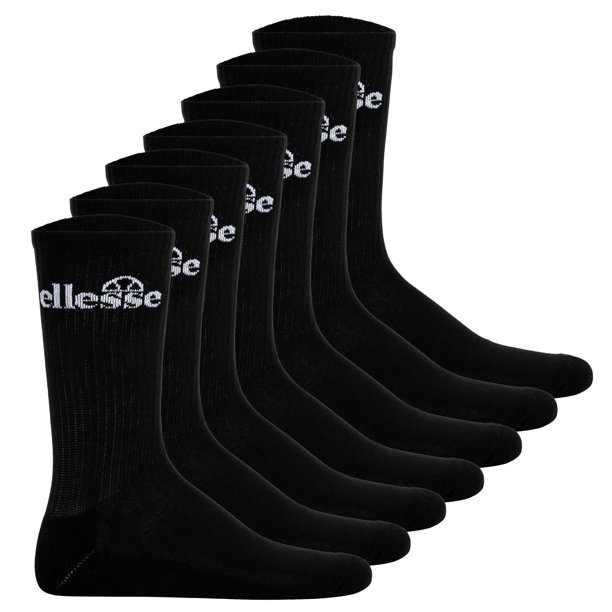 ellesse Unisex Calcetines deportivos, 7 pares - Trego Sport Sock, Calcetines de Tripulación, Tenis, Puño Acanalado, Logotipo Negro 43-46,5